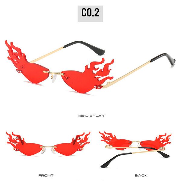 

firewave sunglasses new 2019 fashion fire flame sunglasses women men brand design rimless wave eyewear luxury trending narrow sun ychy6