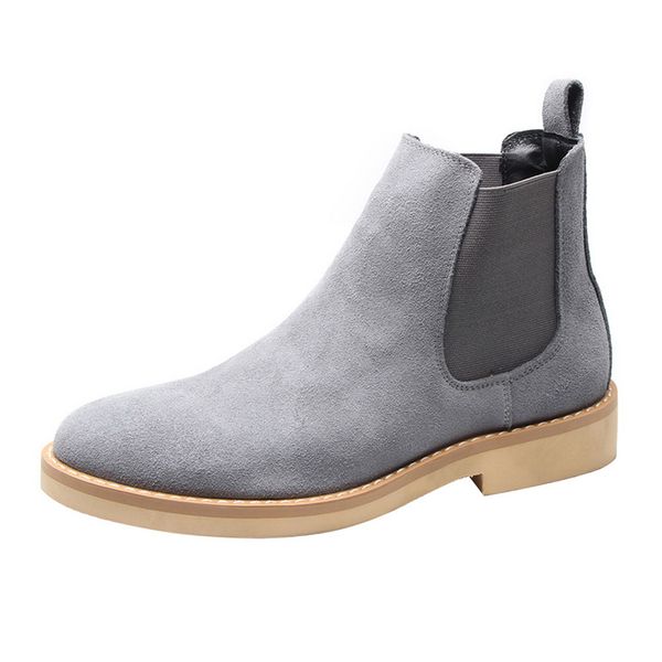 

oeak new men boots ankle boots fashion men's male leather quality slip on motorcycle man warm shoes drop shopping, Black