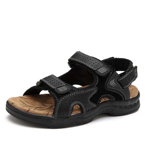 

summer men trekking sandals beach leather mountain outdoor shoes 2020 fashion leisure high qulity big size 39-48 brown, Black
