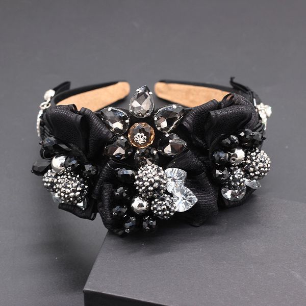 

fashion ball wild headband new fashion temperament exaggerated rhinestone bow headband travel wild casual headband 781, Golden;white