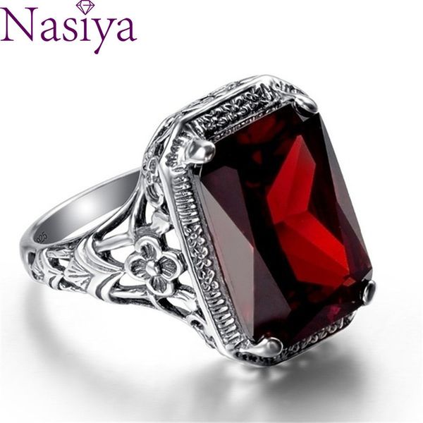

vintage ruby engagement ring gemstone 925 silver ring jewelry for women wedding party, Golden;silver