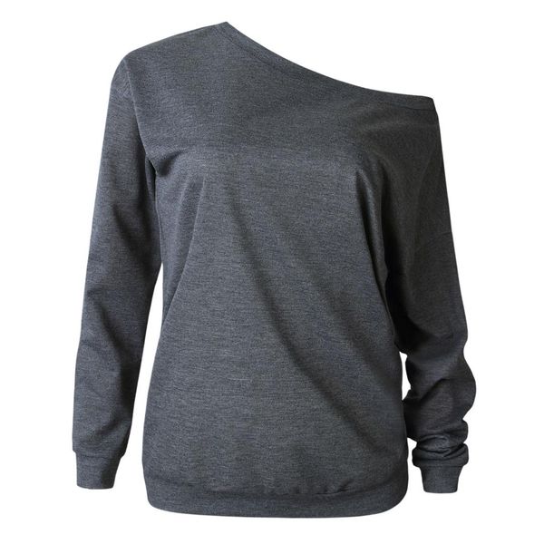 

fashion women ladies clothing casual blouse pullover off shoulder solid long sleeve loose shirt women, White