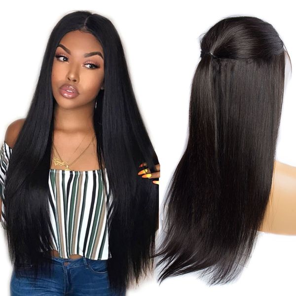 360 Lace Wig 150 Density Human Hair Straight Lace Front For Black