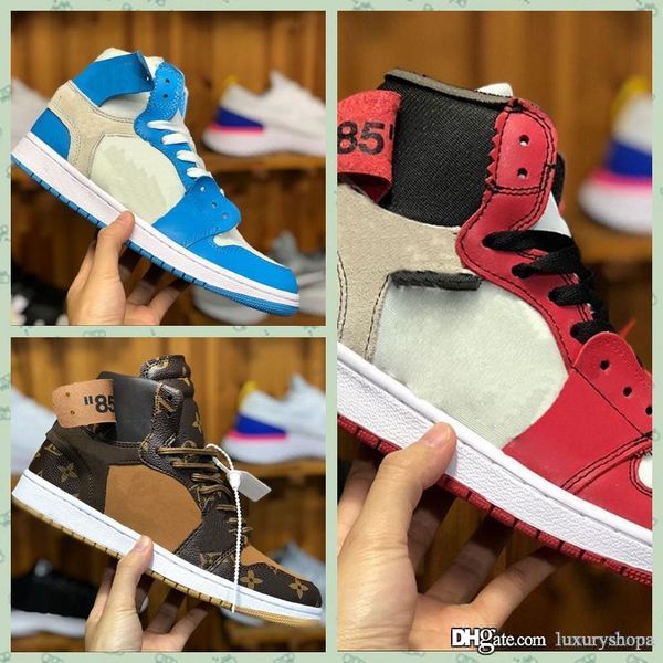

j001hf 1 og outdoor shoes mens chicago red 1s sneakers off women designer shoes unc powder blue white trainers luxury sport shoes size36-46