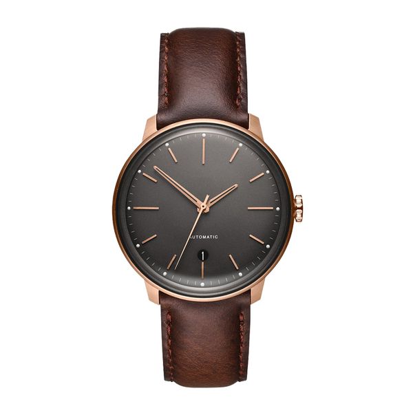 

vogue automatic leather mechanical watches men automatic watches, Slivery;brown
