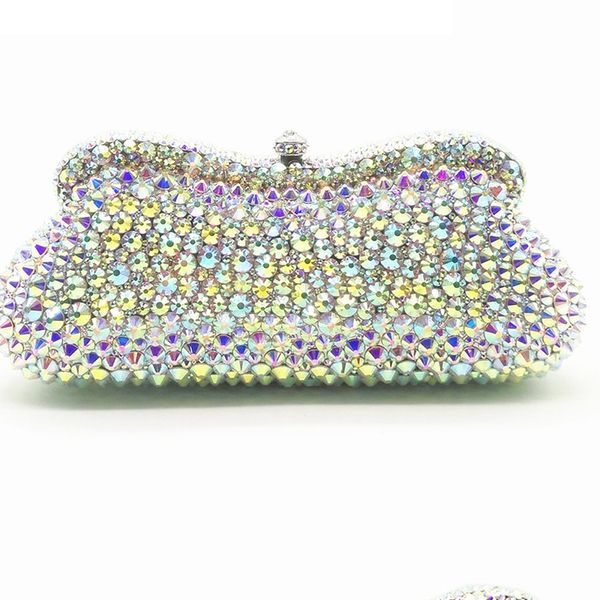 

2020 new full crystal wedding bridal purses ab diamond clutch chain handbags women party prom mini bag