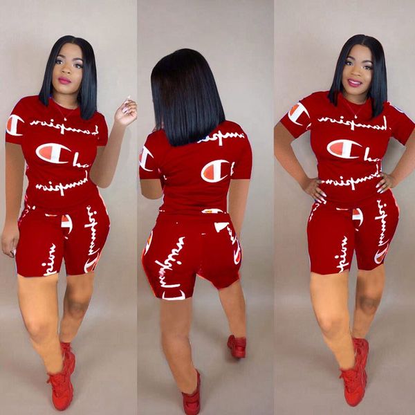 

Women champion letter ummer hort uit hort leeve t hirt tee hort pant two piece et track uit jogger gym outfit 2xl
