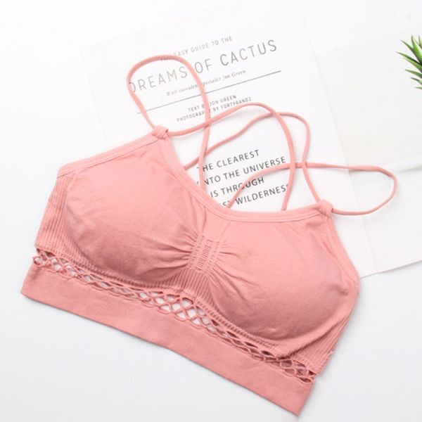 

2020 women's bra hollow out push up underwear cross back beauty back ladies wire intimales, Red;black