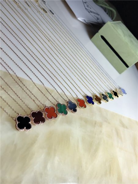 

clover s925 серебряный кулон ожерелье женщина сторонний перламутровый белый оникс черный эмаль буквы h h цепь браслет ключицы, Silver