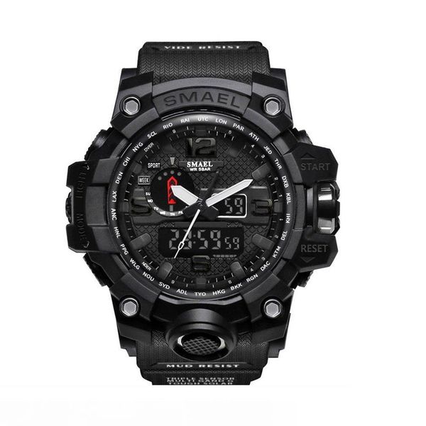 

smael waterproof men led wristwatch outdoor sports wristwatch climbing running chronograph alarm clock 1545 watch, Slivery;brown