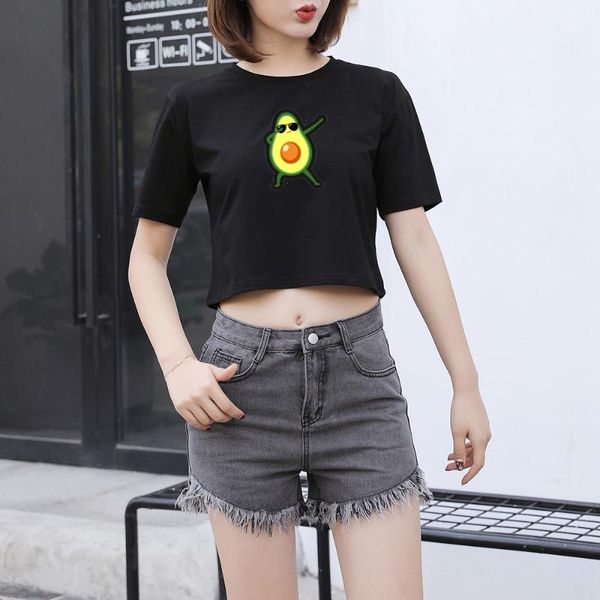 

women's t-shirt avocado funny cartoon t shirt women harajuku kawaii short sleeve korean tshirt fashion cotton crop tees female, White