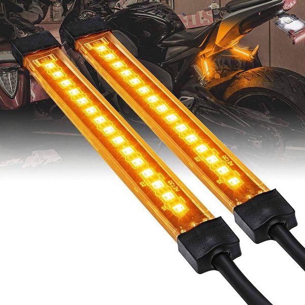 

2pc 5.75 inch amber led light strip kit [turn signals and running lights] [ip68 waterproof] [15 leds] bright and flexible lighti