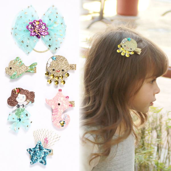 Acheter Barrettes En épingle à Cheveux De Mousseux Océan Pourpre Bandeaux Pour Les Cheveux Mignon Dessin Animé Sirène Coiffure Pour Enfants Filles