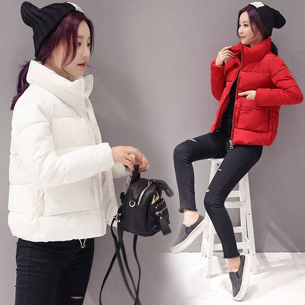 

yiyepianzhou jacket women winter fashion warm thick solid short style cotton padded parkas coat stand collar  xxl, Black