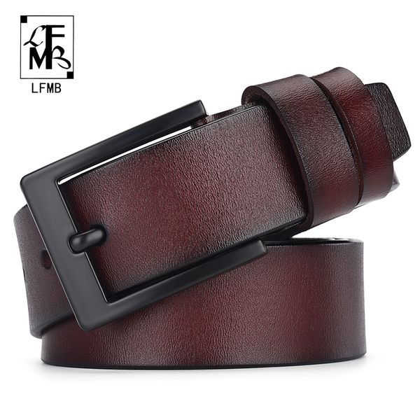 

lfmb]men belt leather belt men strap male gunine leather strap cow genuine luxury vintage pin buckle men, Black;brown