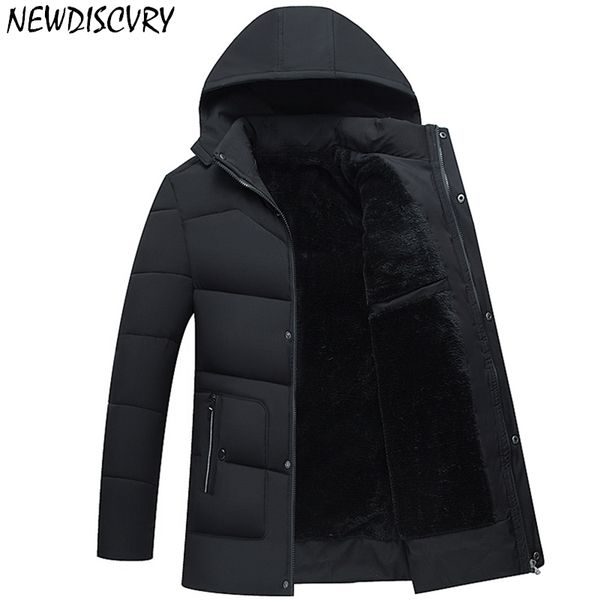 

newdiscvry mens fur parka 2018 thicken warm cotton-padded man winter jacket parka casual men hooded coats outwear masculina 5xl, Black