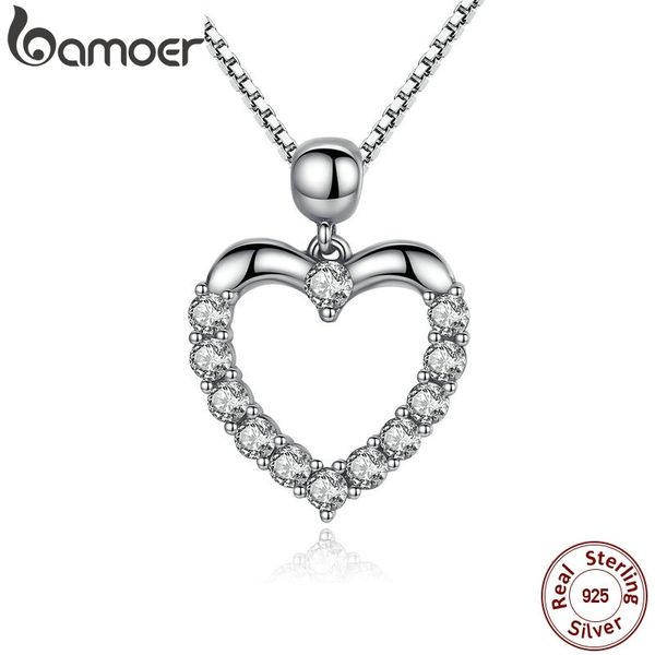 

bamoer new authentic 925 sterling silver female heart pendant necklace fashion necklace accessories scn025