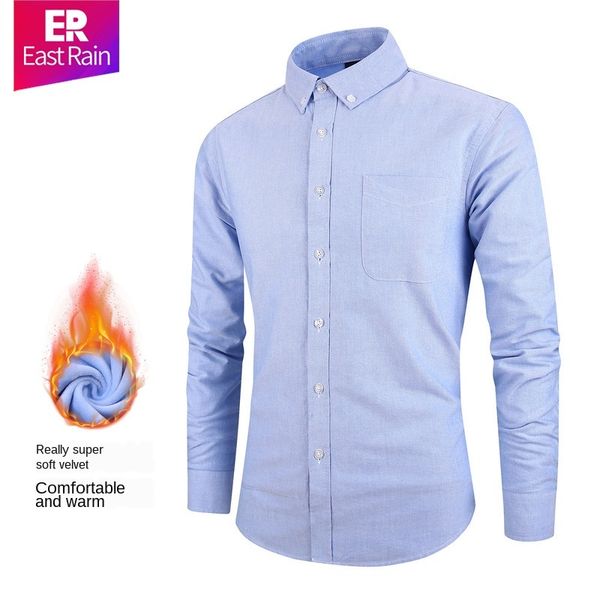 

мужская дизайнерская оксфордская плюс бархатная теплая простая хлопчатобумажная рубашка с длинным рукавом, White;black