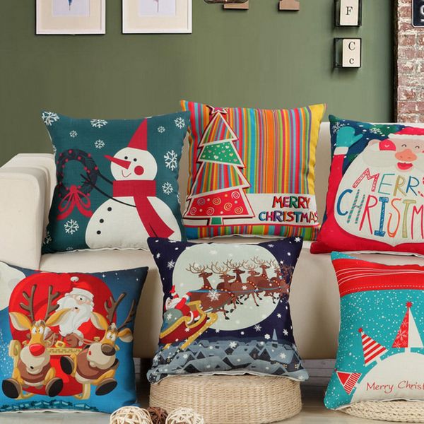 

christmas pillow case santa cotton sofa car cushion cover christmas tree pillow cover home decoration 40cmÃ40cm kussenhoes gh8