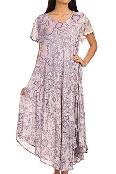 

sakkas lila freckled dyed cap sleeve scoopneck long caftan dress/cover up, Black;gray