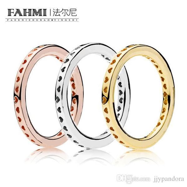 

fahmi 100% 925 sterling silver 1:1 original temperament signature heart of ring gemstone ring rose gold 14k gold women' 167134 187133 1, Slivery;golden