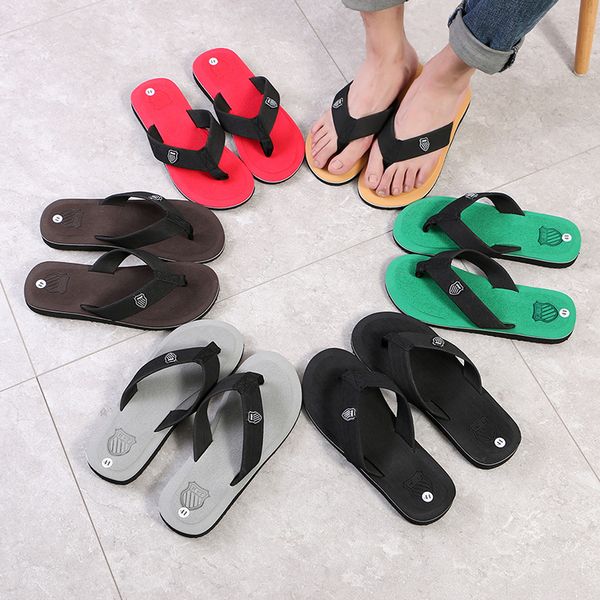 

men summer flip flops beach sandals anti-slip casual flats shoes slippers zapatos chanclas de hombre wholesale, Black