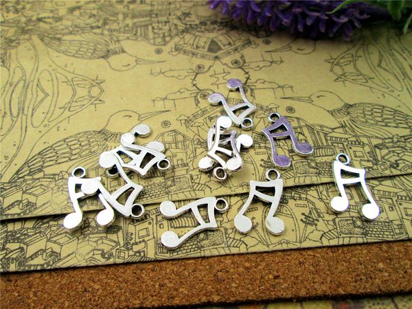 

120pcs 8*14mm antique silver music note treble clef one side diy charms pendants, Bronze;silver