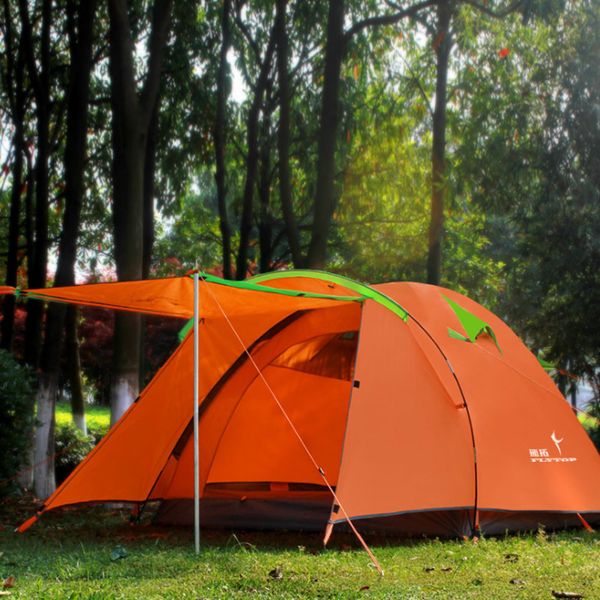 

ultralight portable 2 room camping tent flydouble layer 4 person 4 season ulatrlarge outdoor hiking tourism tente fe45