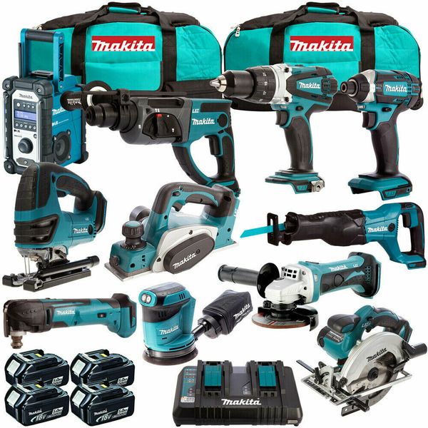 

Makita mak11pc 18v lxt li ion 11pc power tool kit with 4 x 5ah batterie charger 11