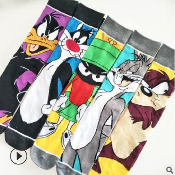 

european size new product cartoon personality men's socks tube socks, Black