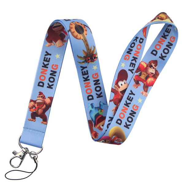 

k572 wholesale 20pcs/lot donkey kong keychain lanyards id badge holder id card pass mobile phone usb badge holder key strap, Silver