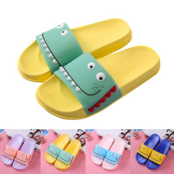 

baby kid girl boy cartoon slippers dinosaur non-slip indoor home slippers bathroom children monster flip flops pantoufle enfant, Black;grey