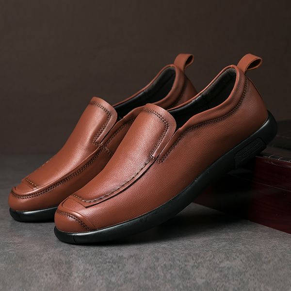 

fashion men casual shoes genuine leather male loafers business formal men shoes moccasins slip-on loafers male footwear hc-590, Black