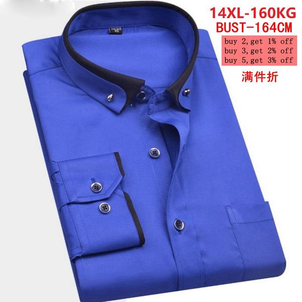 

7xl 8xl 9xl men's official professional shirt 11xl 12xl 13xl 14xl long-sleeved lapel business casual office 14 color, White;black