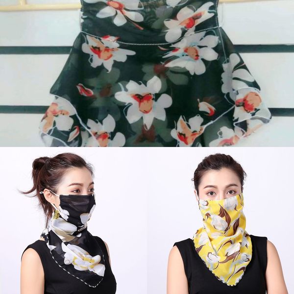 

cdhog fashion women scarf face mask protector color outdoor dustproof hanging ear neck protector sunscreen neckerchief neck 8 face mas, Black