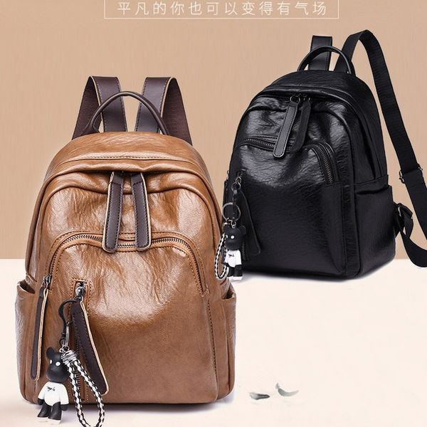 

2018 spring new backpack korean fashion ladies backpack zipper solid color