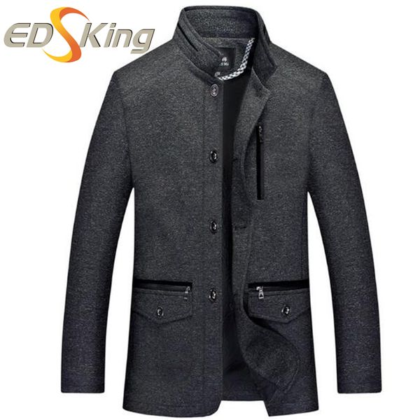 

мужчины стенд воротник куртки mid-old тренч пальто человек повседневный длинным рукавом кнопка куртка стиль дождевик карманный solid color ш, Tan;black