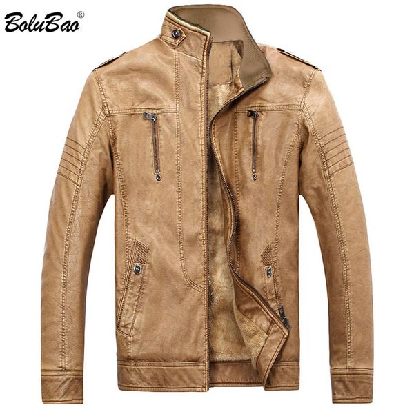 

bolubao men winter jacket 2019 business casual pu motorcycle style thicken fashion men's slim fit male windproof jackets coats, Black