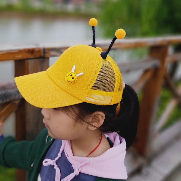 

children's summer cute bee baseball cap sun all-match boys and girls baseball cap sunshade hat cartoon hat, Yellow