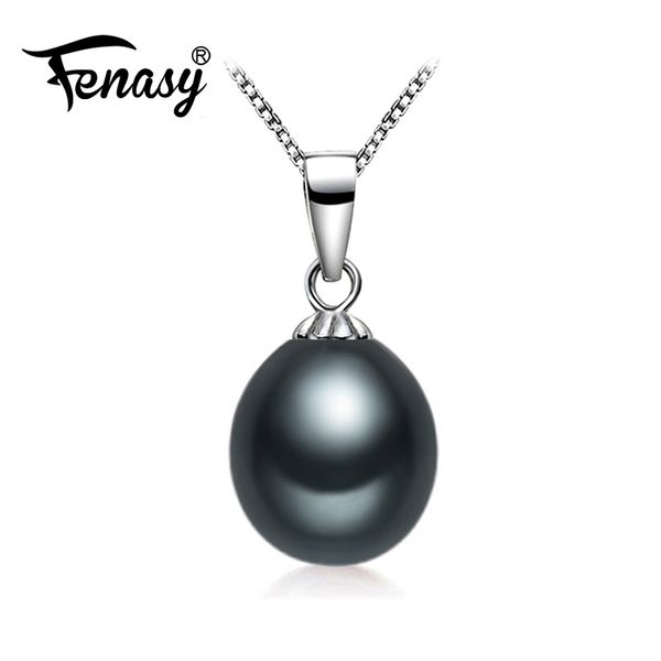 

fenasy pearl jewelry freshwater pearl necklace 2017 bohemian black white jewelry bijoux femme necklace women pealr, Silver