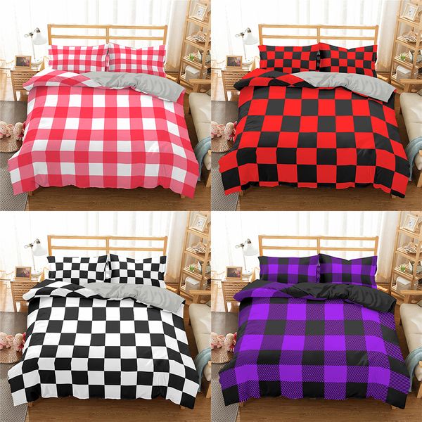 

homesky geometric plaid bedding set duvet cover bed king  size bed set pillowcase comforter bedding sets