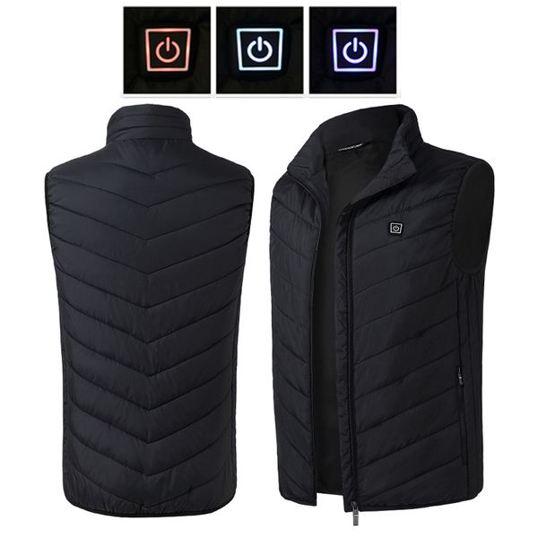 

New technology u b electric heated ve t men women heating wai tcoat thermal warm clothing feather winter heated jacket, Blue;black