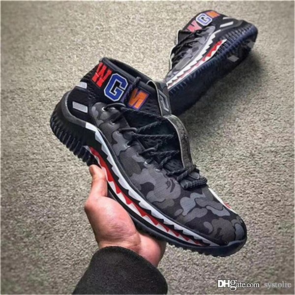 

Горячая Dame 4 X Shark 2020BAPE Camo Green Man Баскетбольные кроссовки WGM Спортивная обувь Damian Lillar