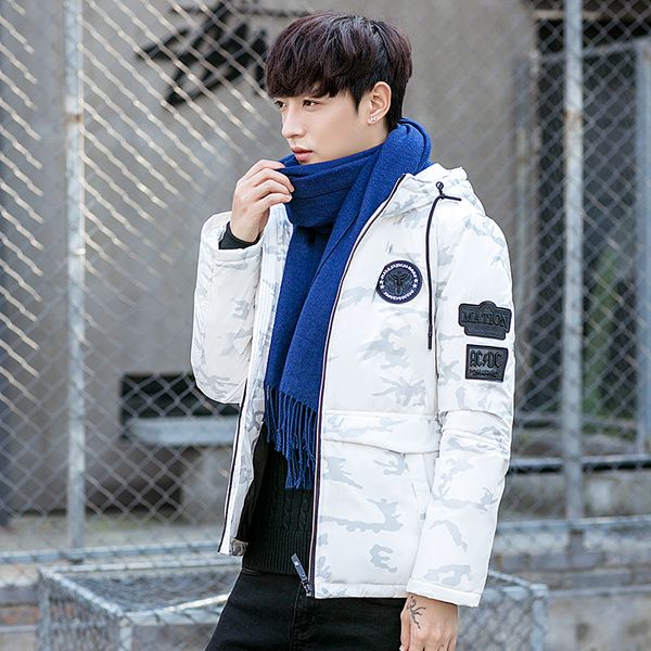 

parka men winter jacket camouflage fashion casual hooded jacket thick warm youth college coat male outwear white black 2018, Tan;black