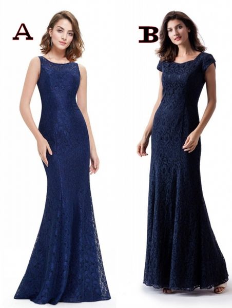 

2020 navy blue lace mermaid long modest mother of the bride dresses with cap sleeves simple elegant mother's dresses for wedding, Black;red