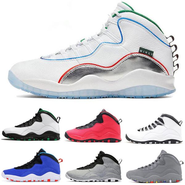 

new stock x 10 10s wings men basketball shoes chicago cool grey cement steel grey westbrook mens sneakers sports trainers with box