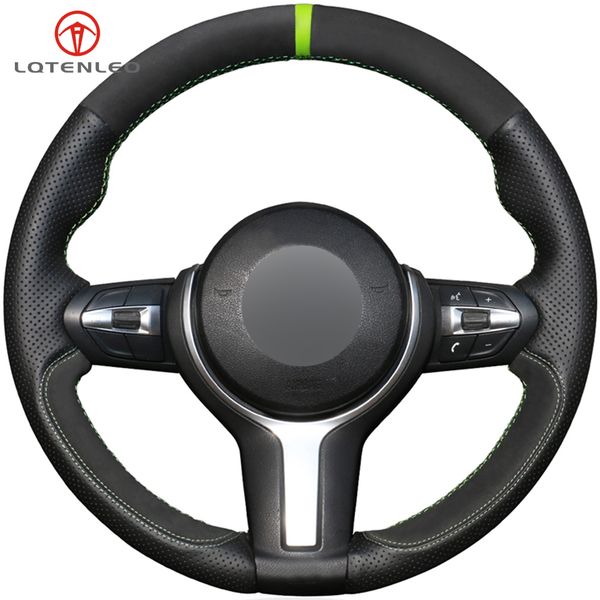 

black leather suede car steering wheel cover for bmw (m sport) 3 series 320d 328i 330i f30 f31 (touring) f34 2012-2019