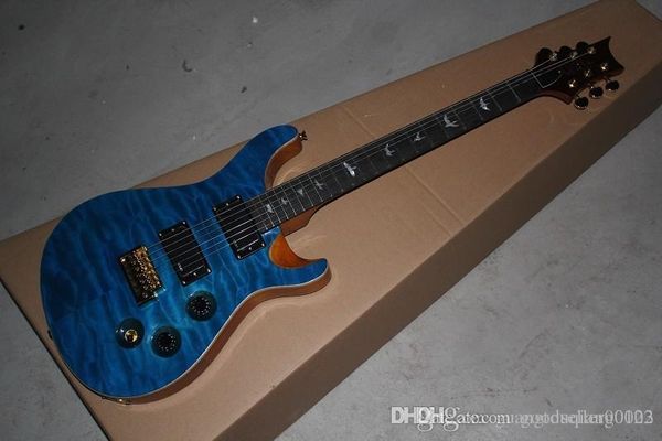 

custom prs ebony fingerboard quilt flame on body head electric guitar emg pickups guitar