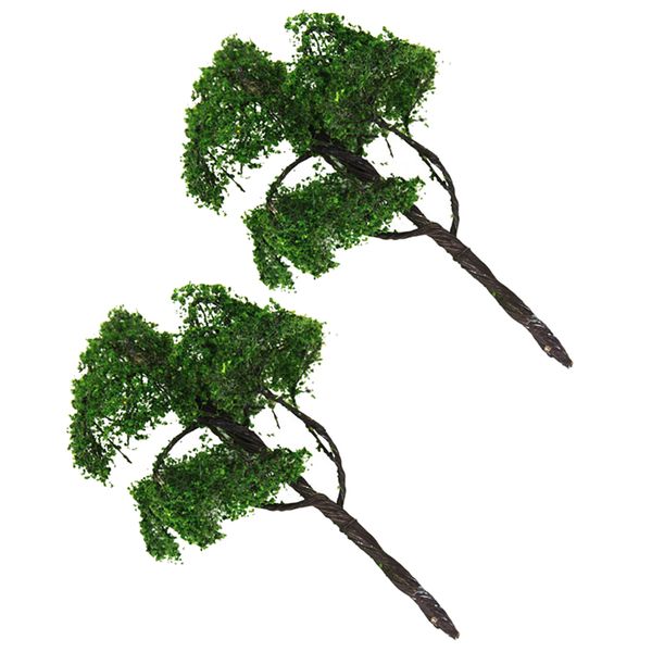 

2x green mini elm tree model 1/75 scale ho layout train railway architecture