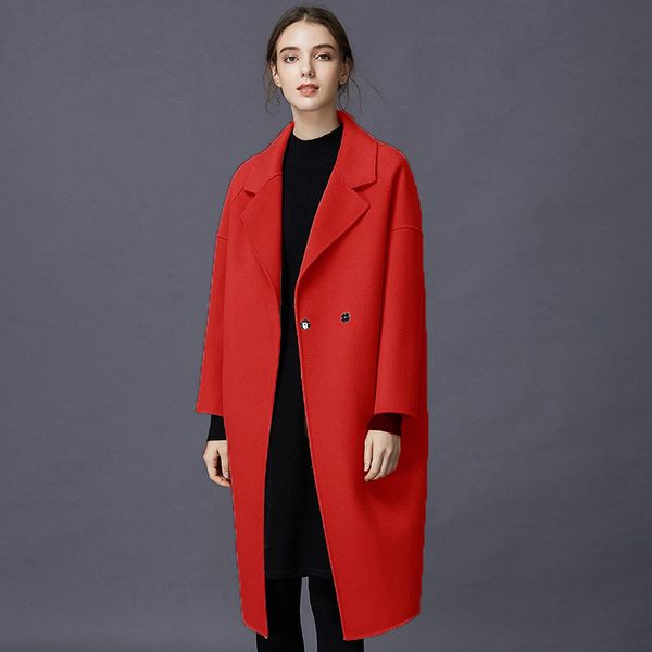 

coat wool 100% 2020 winter jacket women double side woolen coats and jackets women korean long coat abrigo mujer my3777 en s s, Black